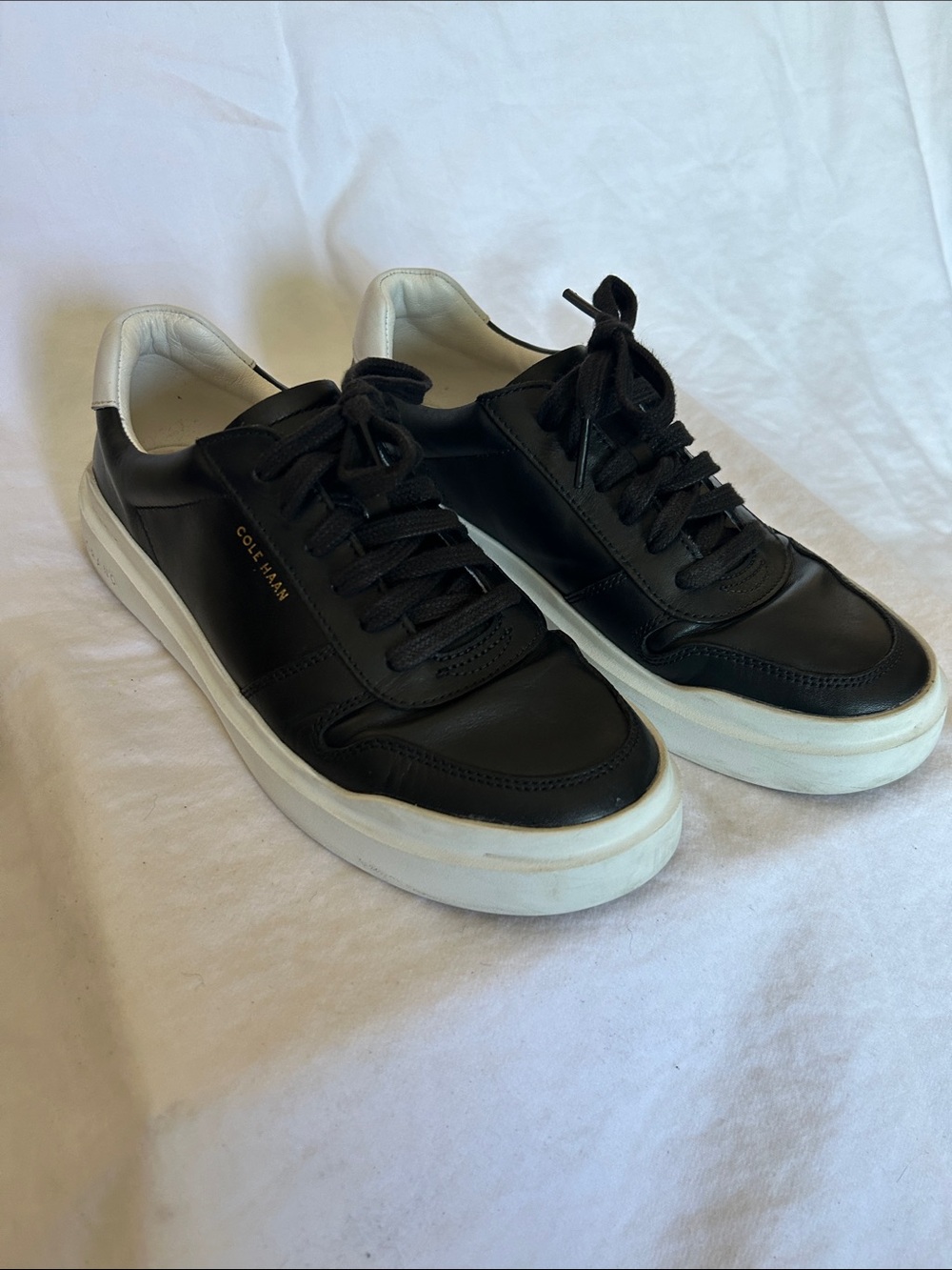 Cole Haan Black Leather Sneakers with White Sole
